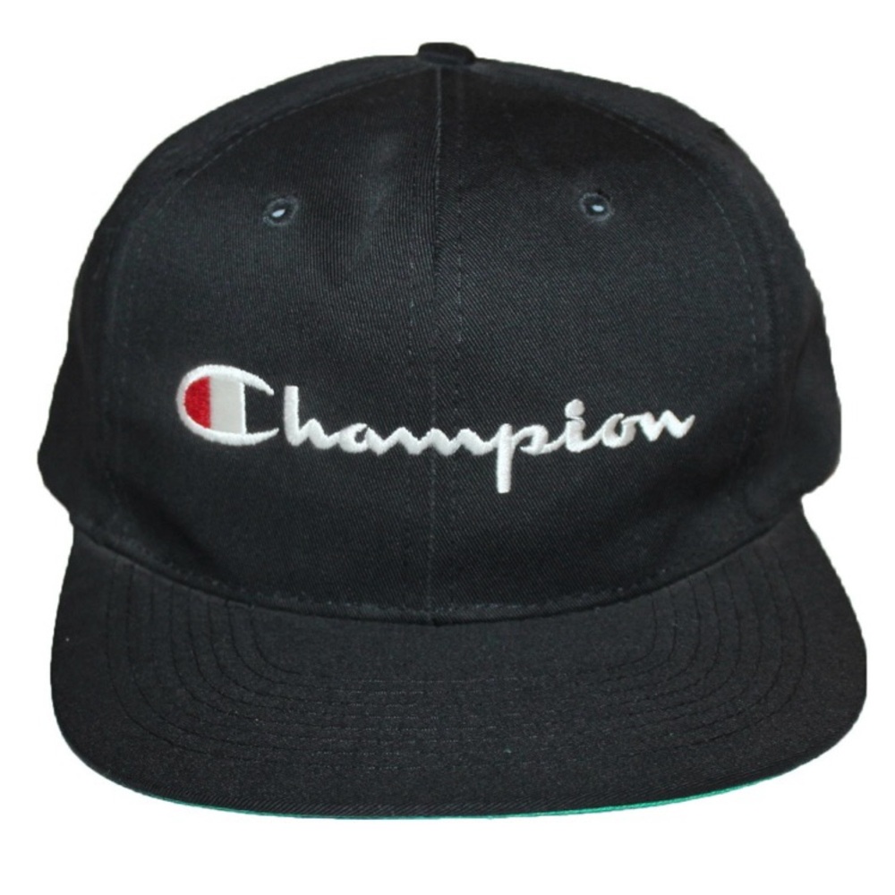 Vintage 1990s Champion black Embroidered logo Snapback LIKE NEW!!